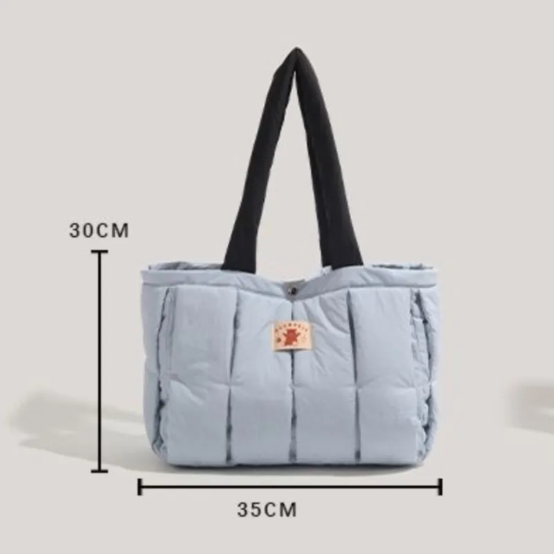 JIAERDI Lightweight Puffy Blue Shoulder Bags Women New Harajuku Soft Comfortable Tote Bag Hot Girls  Large Capacity Handbag Y2k
