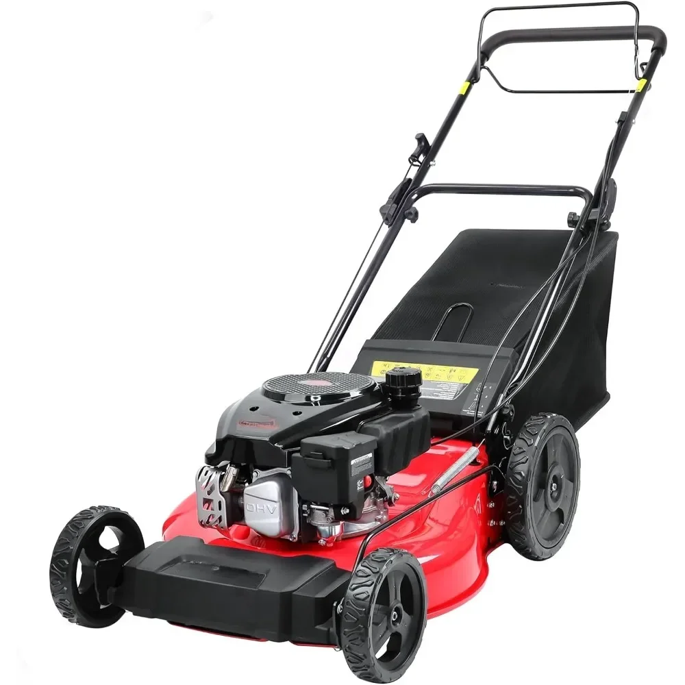 Self Propelled Gas Lawn Mower 21-Inch with 170cc Engine, 3-in-1 Enhanced Steel Deck, Large Wheels Lawn Mower