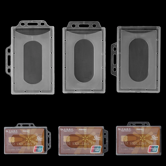 1/3Pcs Work Card Holders Hard Plastic Name Card ID Card Pouch ID Business Case Card Sleeve Protector Cover Office School Supply 1