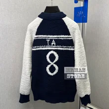 

2022 fashion branded logoed coats clothes Long sleeve knitted wool zipper coat korean coats women jackets for woman winter ~D22