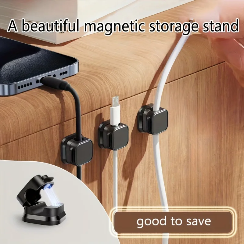 6 Pieces of Cool Magnetic Data Cable Storage Organizer and Charging Cable Holder-Keep Your Desktop Tidy