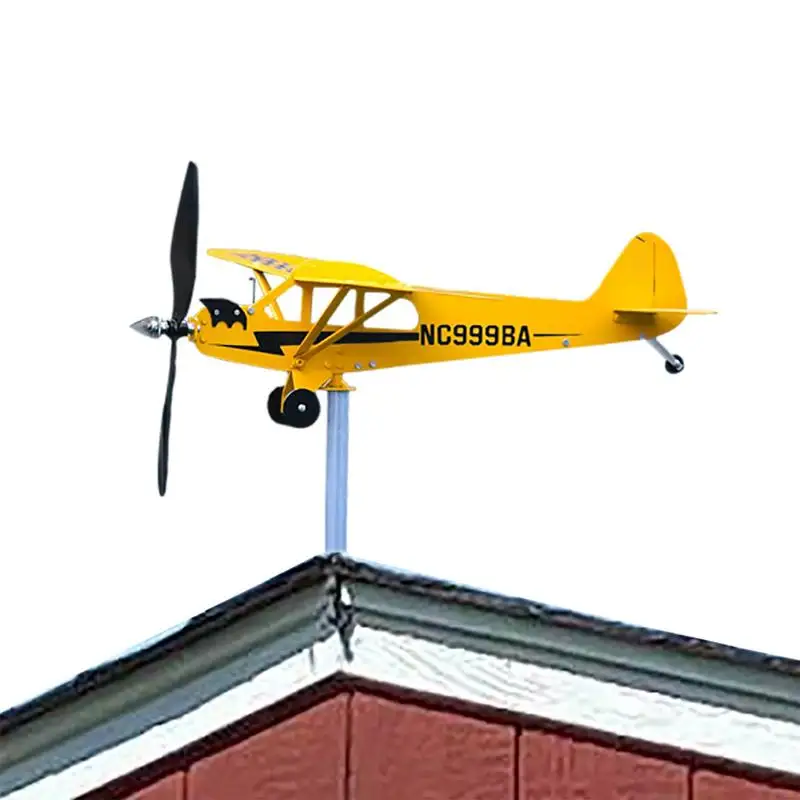 

Wind Spinners 3D Metal Airplane Plug-in Vane Spinning Decor Airplane Weathervane Kinetic Art Craft Wind Chime Garden Decoration