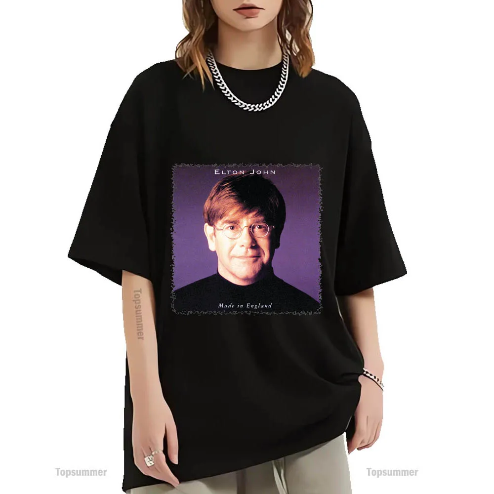 Made In England Album T-Shirt Elton John Tour T Shirt Donna Streetwear Harajuku Magliette In Cotone T-Shirt Con Stampa Grafica Maschile