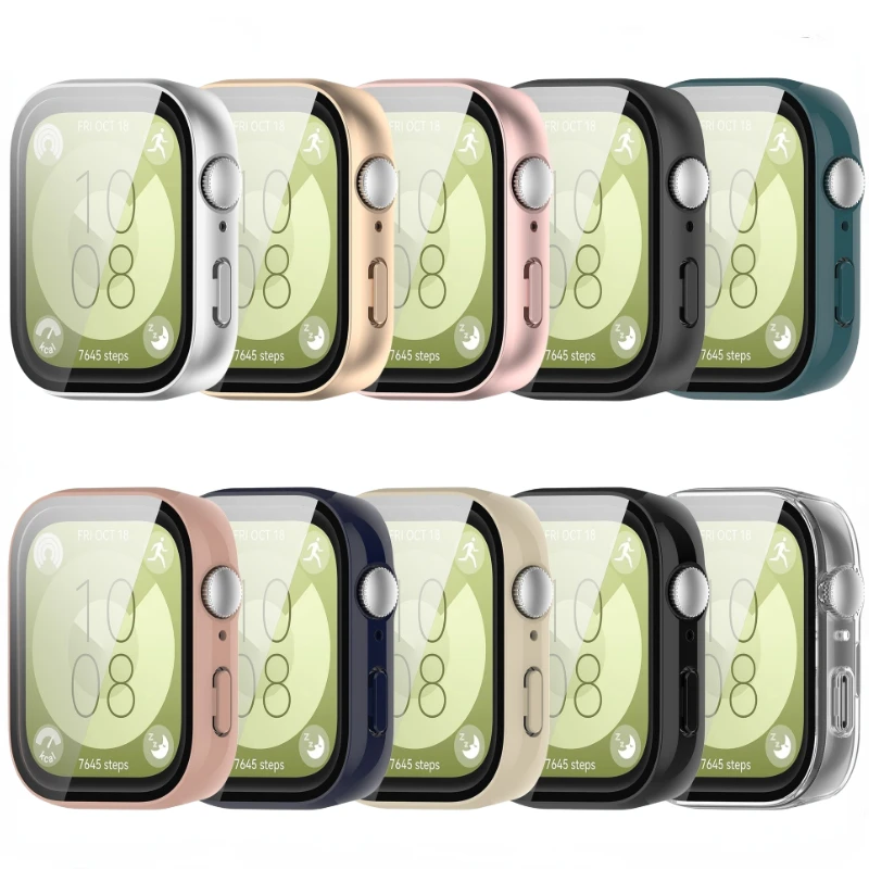 Premium All-Around HD Glass + Protective Case for Huawei Watch Fit 3 - Anti-Scratch Bumper Cover