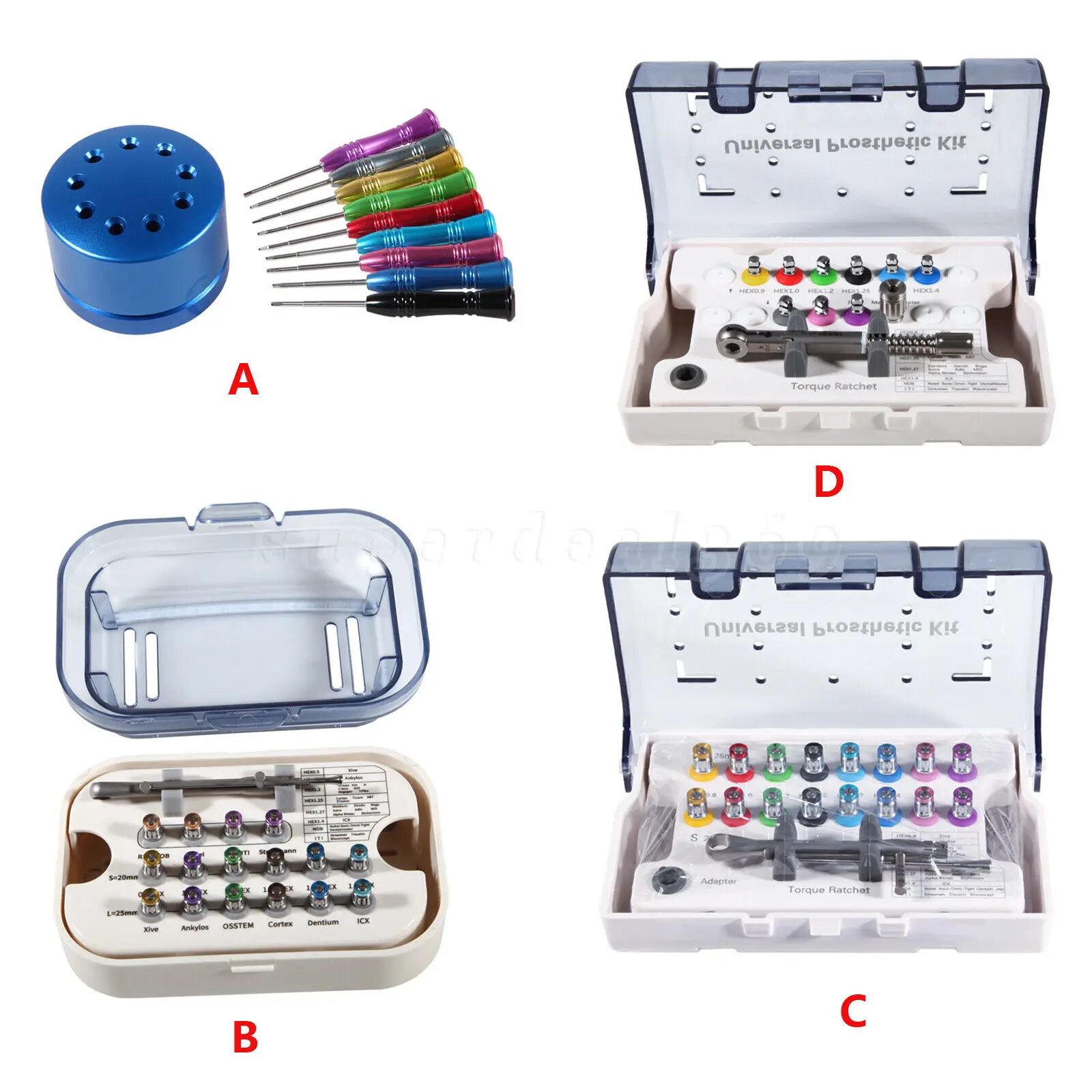 

4 Types Dental Screwdriver Prosthetic Kit Torque Wrench Ratchet Drivers Dentistry Tools