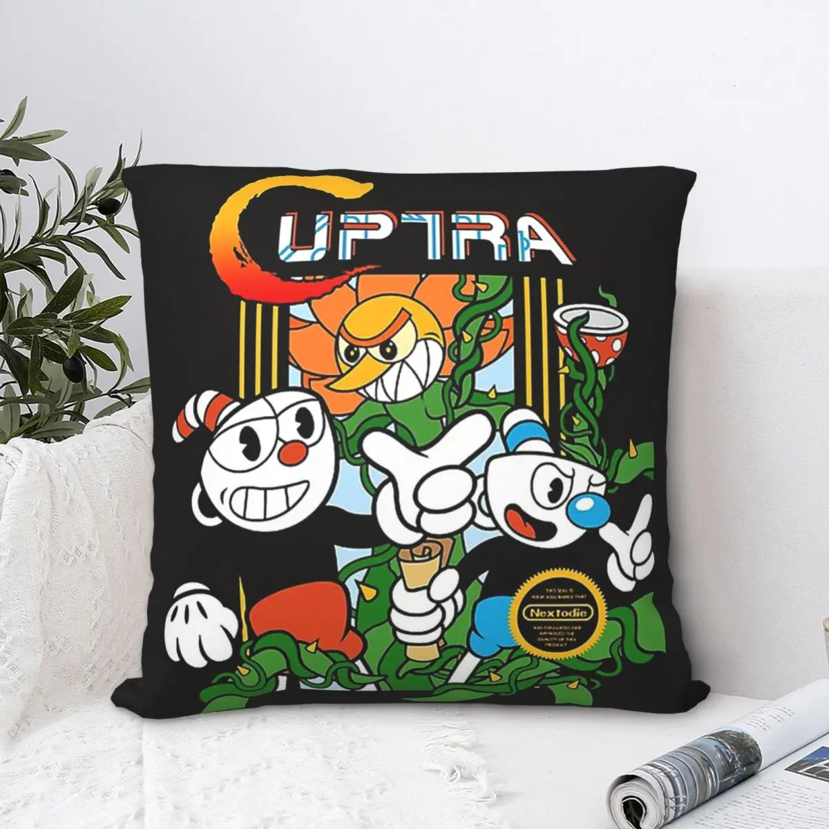 

Cuptra Throw Pillow Case Cuphead Cala Maria Game Backpack Cojines Case DIY Printed Washable For Home Decor