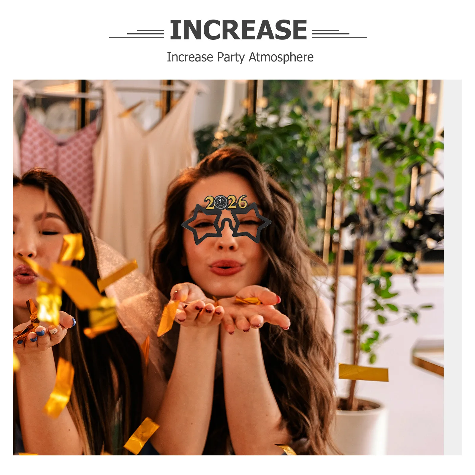 4Pcs 2026 파티 안경 별 모양의 렌즈가 없는 다채로운 안경 새해 전야 사진 소품 액세서리 새해 전야 파티 안경