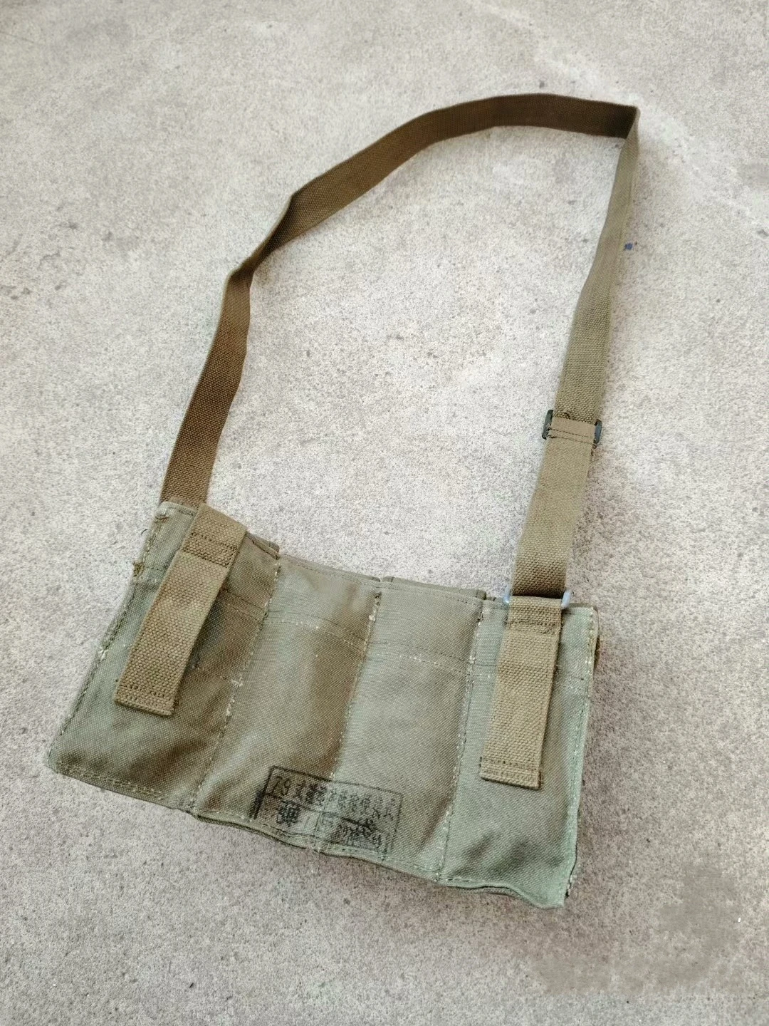 GENUINE ORIGINAL SURPLUS CHINESE SKS TYPE 79 SEMI AMMO CHEST-RIG CANVAS BANDOLIER 4 POUCH