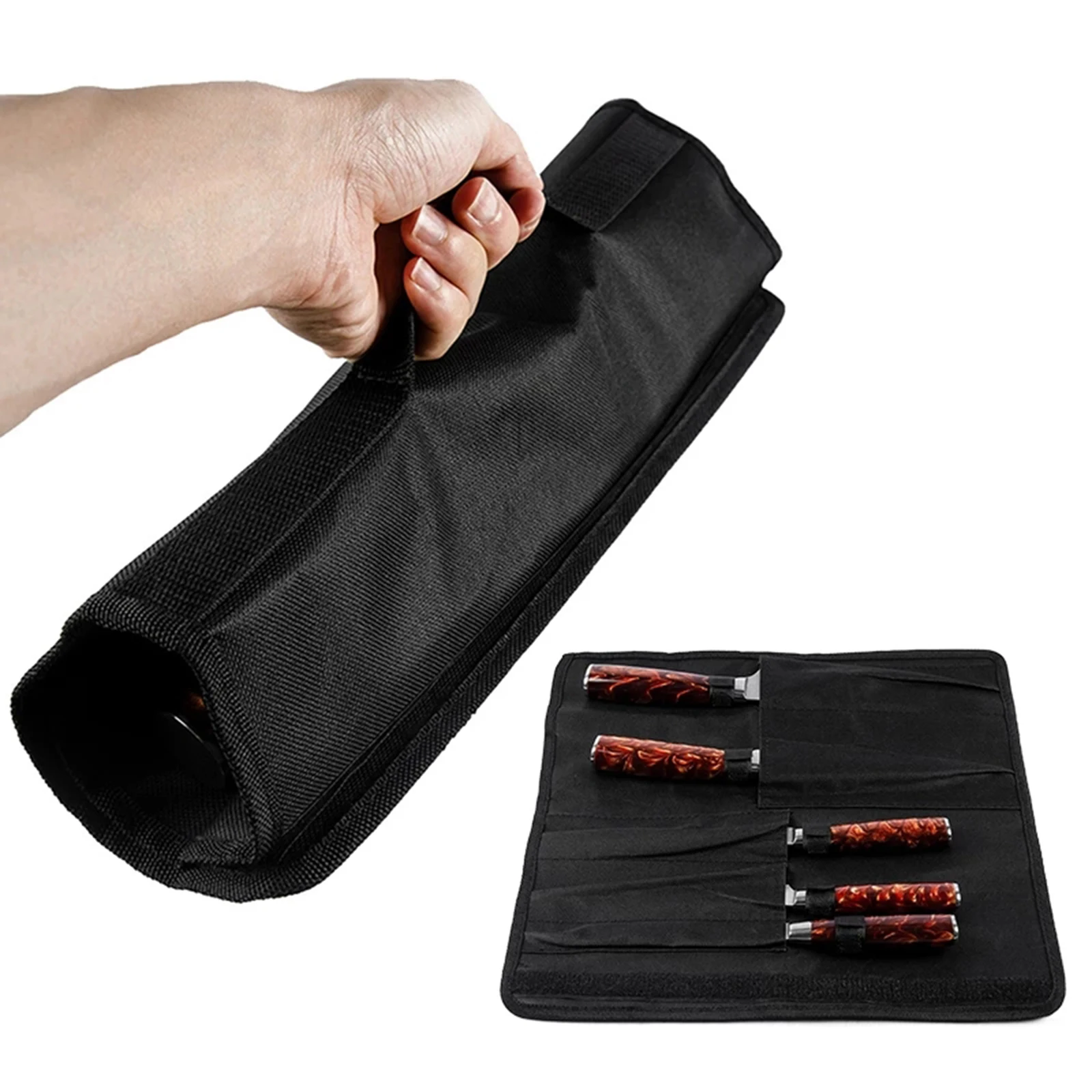 Foldable Black Oxford Waterproof Knife Storage Bag Portable Handbag 5