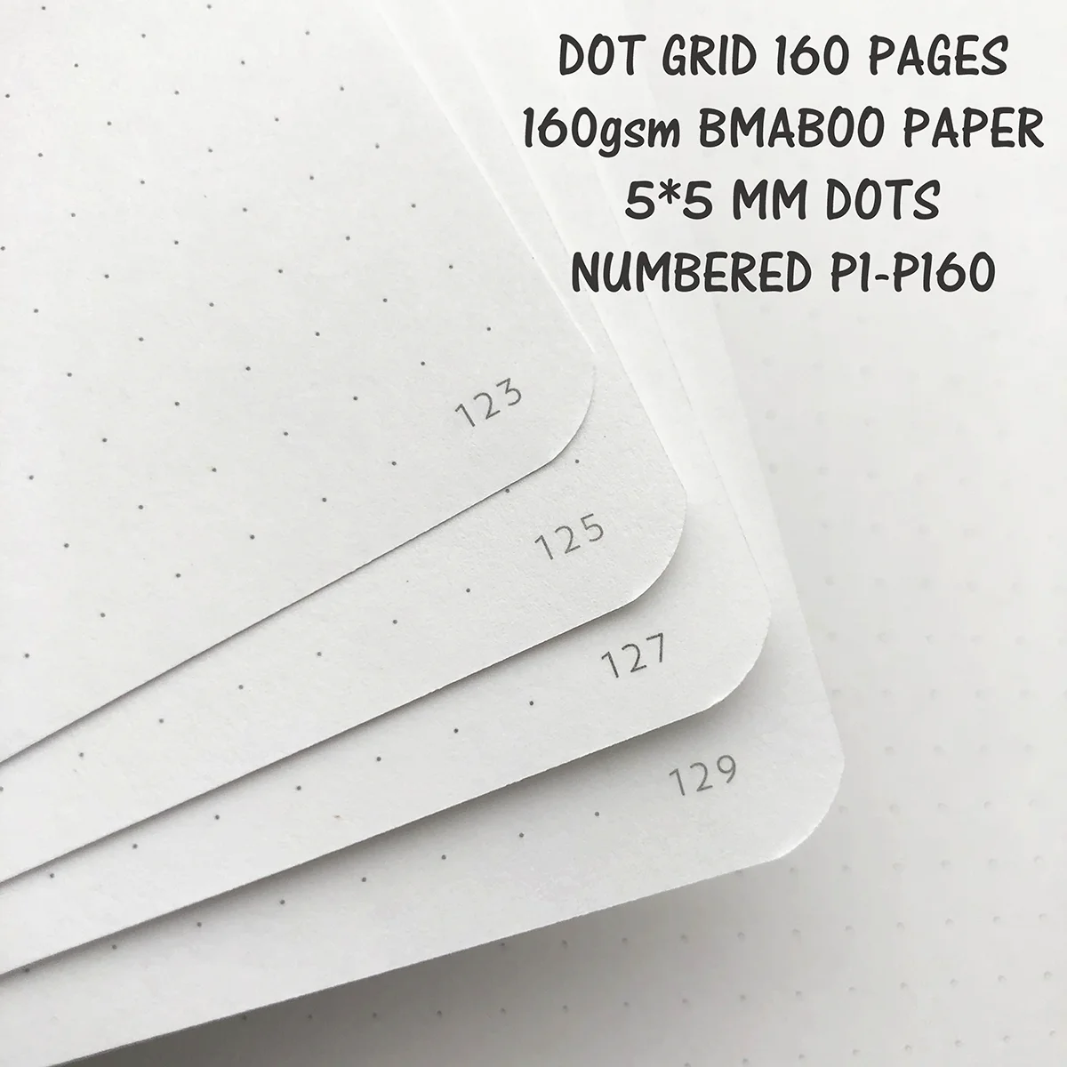 BUKE 5X5mm Journal Dot Gird Notebook 160 Pages Size 5.7X8.2 Inch 160Gsm Ultra Thick Bamboo Paper DIY Bujo Planner