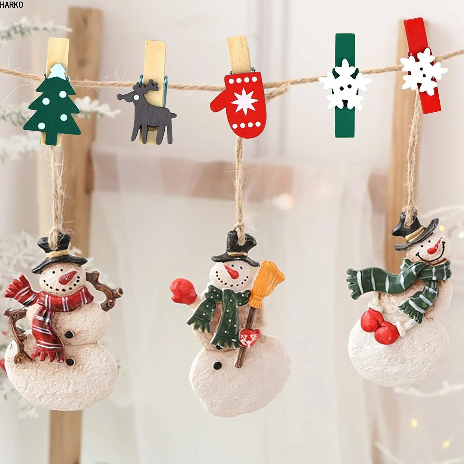 10pcs Christmas Wooden Clips New Year Party Decoration Photo Wall Clip DIY Christmas Ornaments for Home Xmas Tree