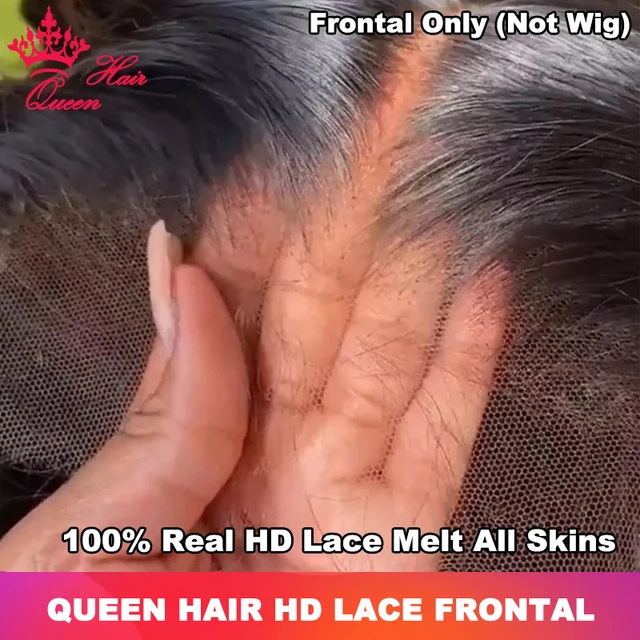 Queen Hair véritable HD Frontal/Closure uniquement en dentelle invisible effet peau fondue 13x6 13x4 4x4 4x6 5x5 6x6 7x7 Raw Human Hair Body Wave/Lisse 1