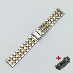 Premium Solid Polished Stainless Steel Watchband Bracelet Strap - 22mm (SilverG - Five)