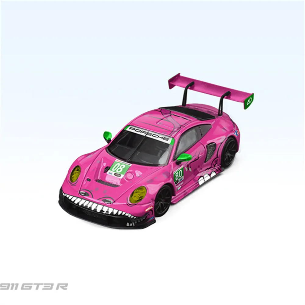 TIME MICRO/STAR RACE 1:64 911 GT3 Pink/green Tyrannosaurus Painting Alloy Model Car for Collection& Display 3