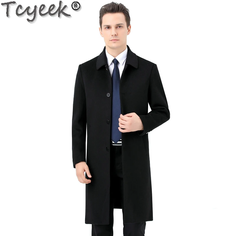 Tcyek 남성용 90% 캐시미어 재킷, 양모 코트, 양면 캐시미어 재킷, 남성 의류, 패션, 가을, 겨울