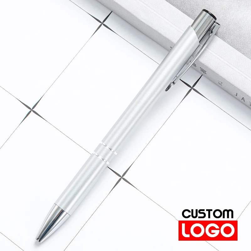 

100pcs/lot Custom Logo or Name Ballpoint Pen Luxury Cute Wedding Gold Metal Stationery School Office Supply Pens