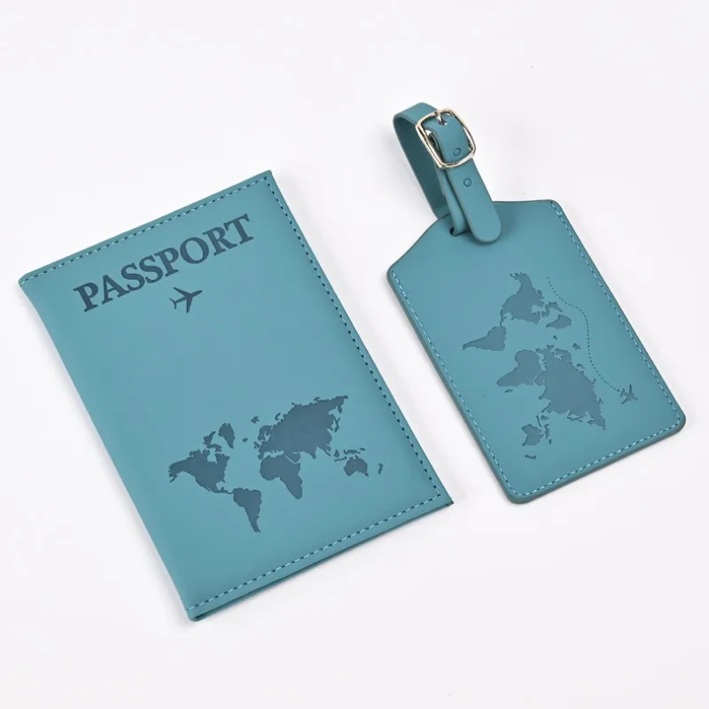 

PU Leather Passport Cover Women Men Luggage Tags Passport Clip Set Travel ID Credit Card Passport Holder Case Wallet Purse Bags
