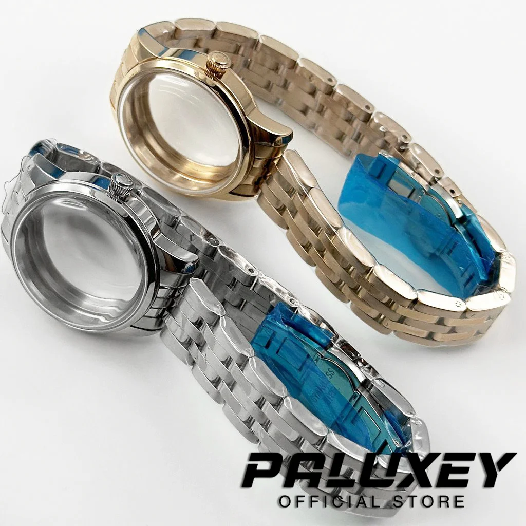 Elegant 33MM Ladies Cocktail Stainless Steel Watch Case with Arch Glass and Transparent Backcover