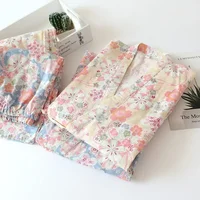 Japanese-style kimono cotton fresh style pajamas suit female casual spring and summer pajamas pajamas two-piece home service - Image 3