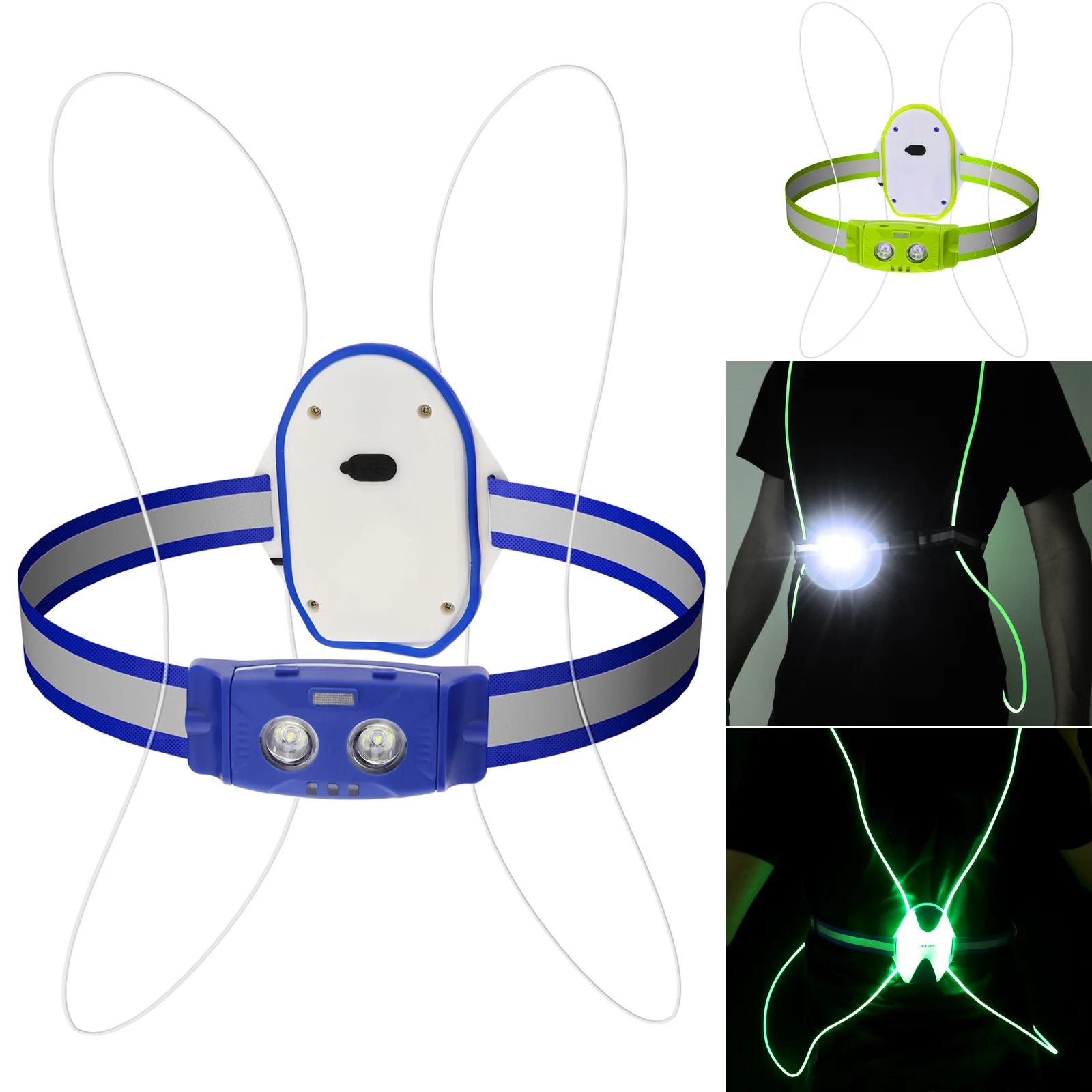 Segurança Três Modos de Luz USB Recarregável LED Reflective Running Vest Lights para Homens/Mulheres Correndo Andando Ciclismo com 7 Cores