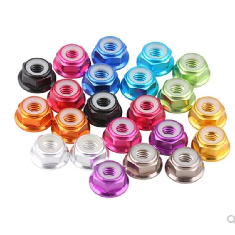 Nylon lock nut 2-10pcs aluminum flange nylon lock nut m2 m2.5 m3 m4 m5 m6 m8 Motor Screw Nuts Nylon Insert Self Lock Flange Nut CW for RC