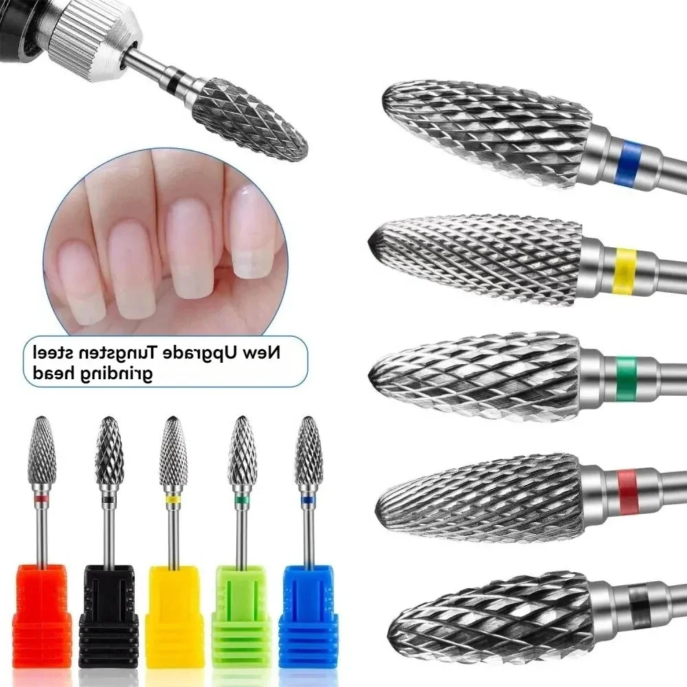 Bullet Carbide Nail Drill Bits Professional Rotary Flame Bits Remove Gel Carbide Manicure Tool Nail Accessories Hot Sale 2