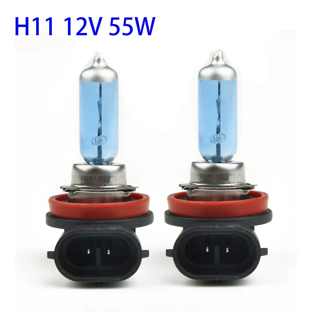 Car Headlamps 2Pcs H11 Halogen Headlight Car Light Hi/Lo Beam 6000K 12V 55W Super Bright Cool Blue Hyper White Bulb Fog Halogen Bulb