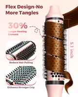 Brosse thermique double tension, brosse ronde chauffante de 1,5 pouces avec ions négatifs et céramique pour la tension, 6 temps et arrêt automatique 6