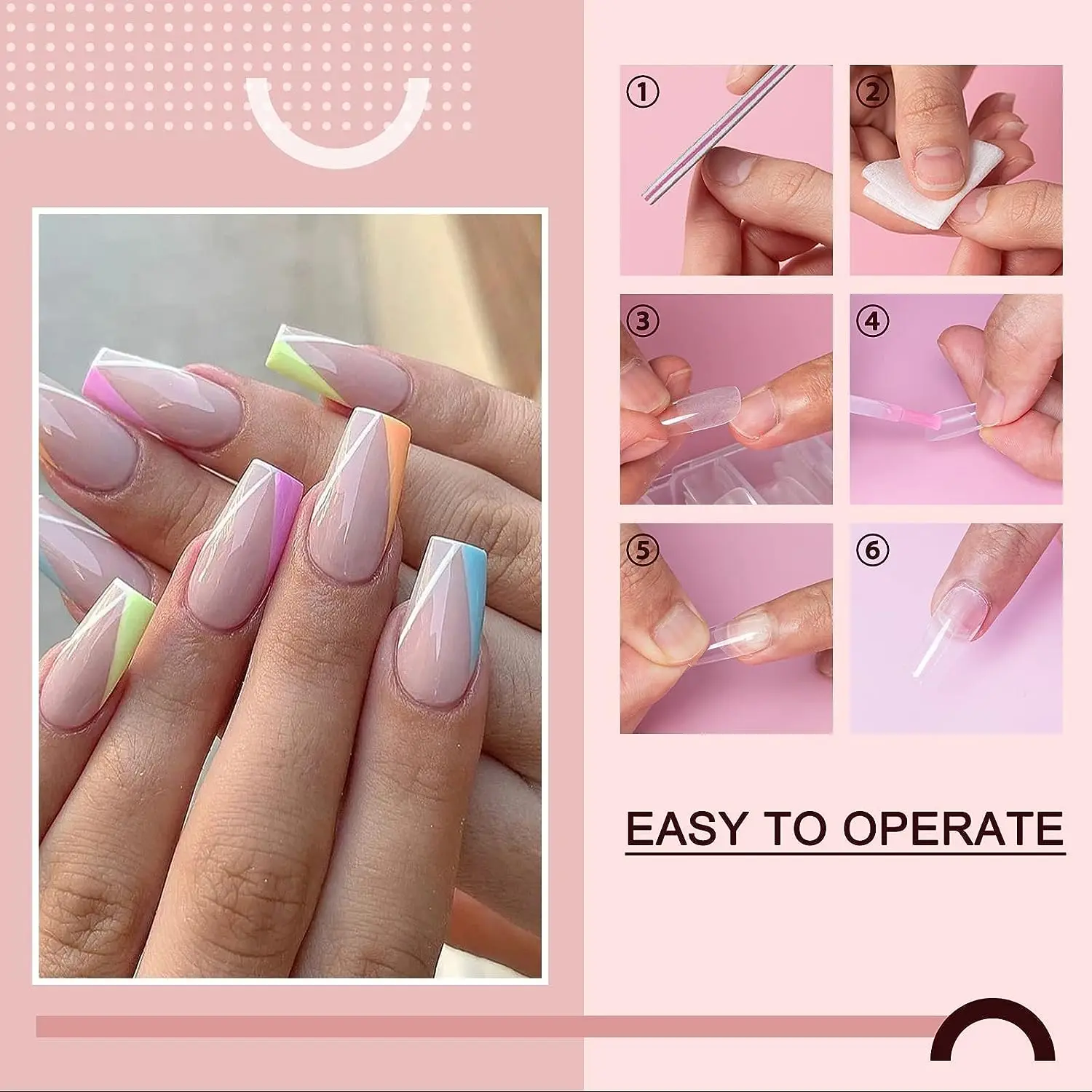 600 PCS Soft Clear Square Press-On Nails (12 Sizes)