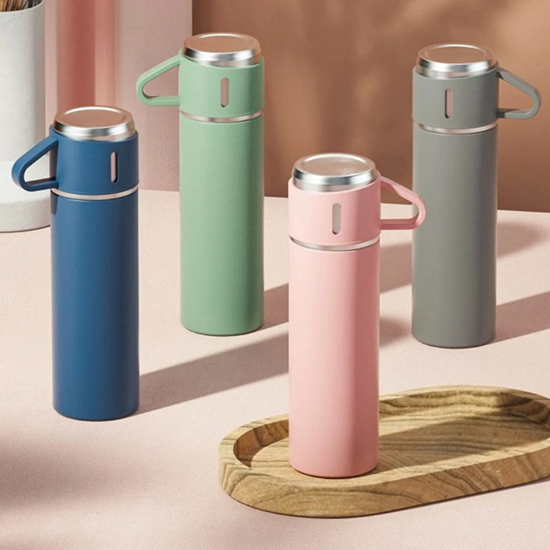 500ml Vacuum Cup Thermos Bottle with Leakproof Lid Stainless Steel Coffee Thermos Travel Cup