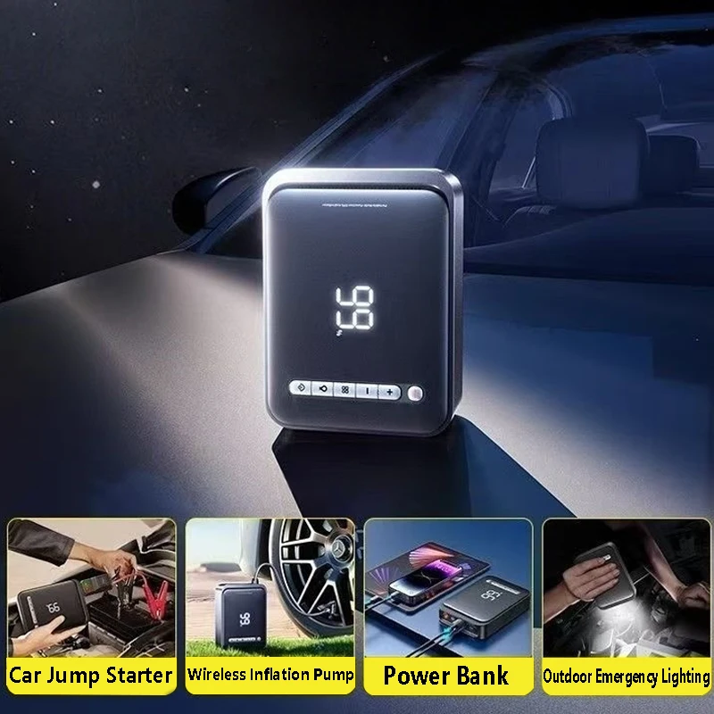 Baseus 2 in 1 Car Jump Starter Car Wireless Tire Inflator Pump Air Compressor Power Bank Potable Battery 1000A Fast Charging car jump starter