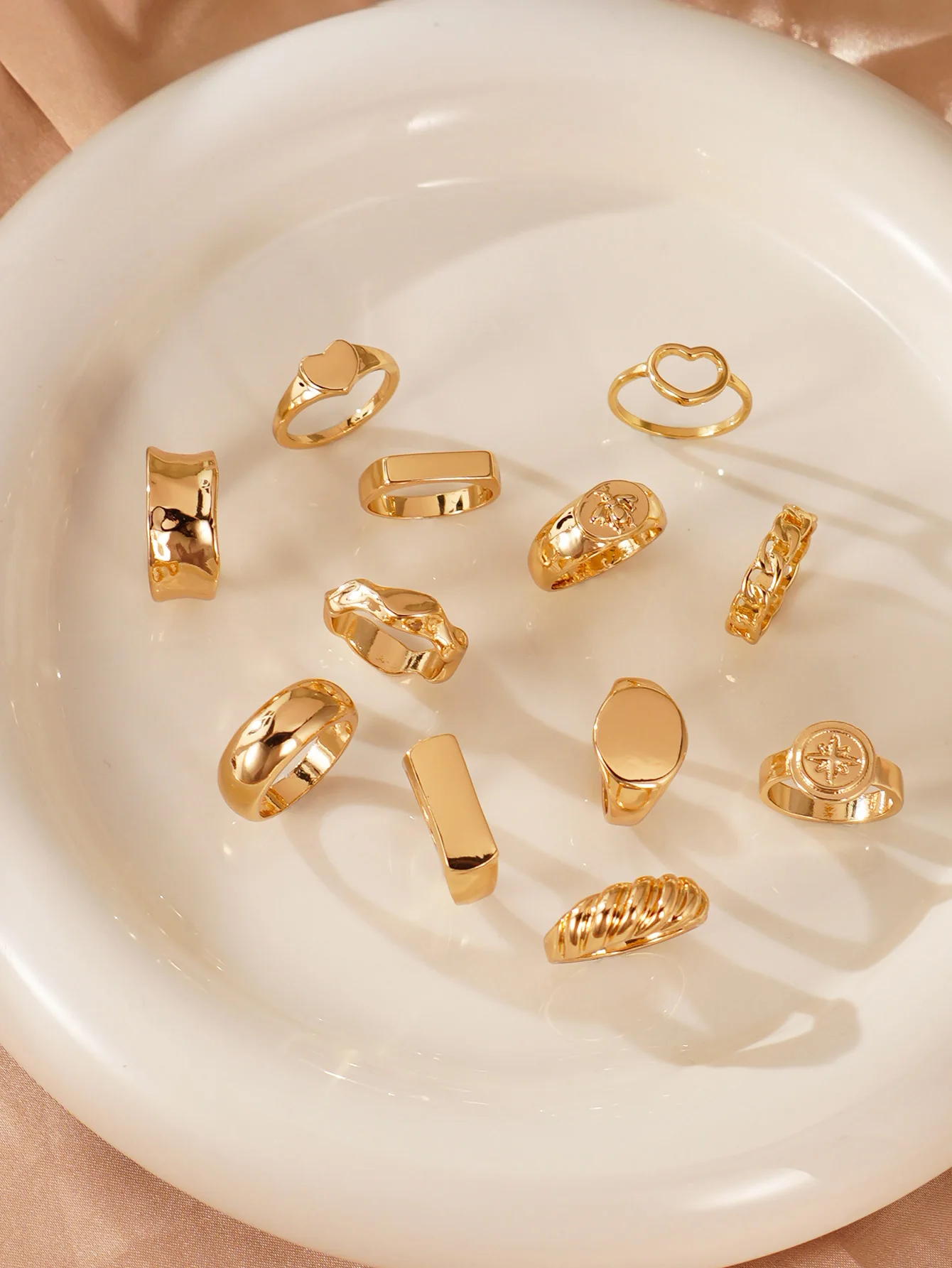 12pcs Punk Line Rings for Women