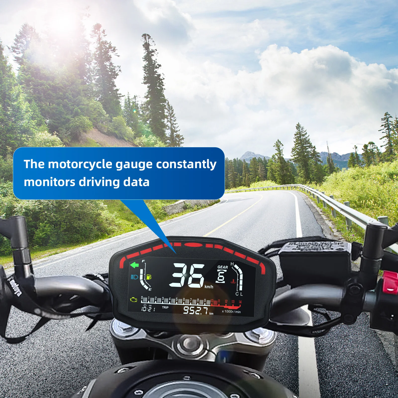 Motorcycle Speedometer Digital Board Dash Universal For 1 2 4 Cylinders Motorbike 0-14000r/min Odometer Gauge Gear Adjustable