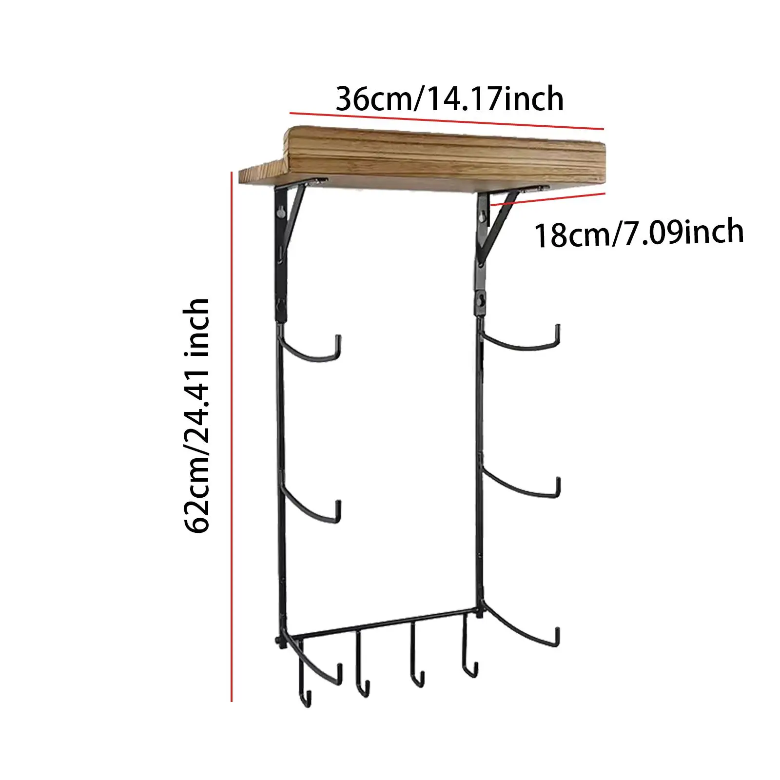 Yoga Mat Holder 4 Hooks Foam Roller and Block Wall Holder Storage Shelf
