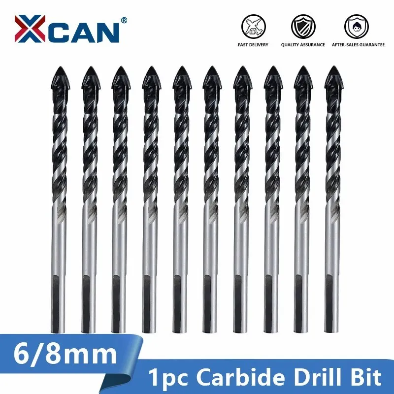 XCAN Tungsten Carbide Drill Bit 6mm 8mm for Porcelain Ceramic Tile,Concrete,Brick,Glass,Plastic Masonry,Wood Diamond Drill Bit 5pcs multi material tungsten carbide tip tile drill bits for porcelain ceramic concrete brick wall glass plastic wood 6 12mm d30