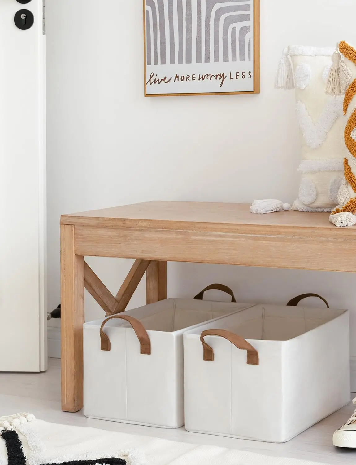 Storage Bins, Fabric Storage Bins for Shelves, Storage Baskets with Metal Frame, Closet Baskets and Bins with Handles 6