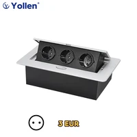 แผงอลูมิเนียมทั้งหมด EU มาตรฐานซ่อนประเภทซ็อกเก็ตตาราง 3 ทางปลั๊กไฟฟ้า Modular รวม Power สาม Outlet ในครัวเรือน 3