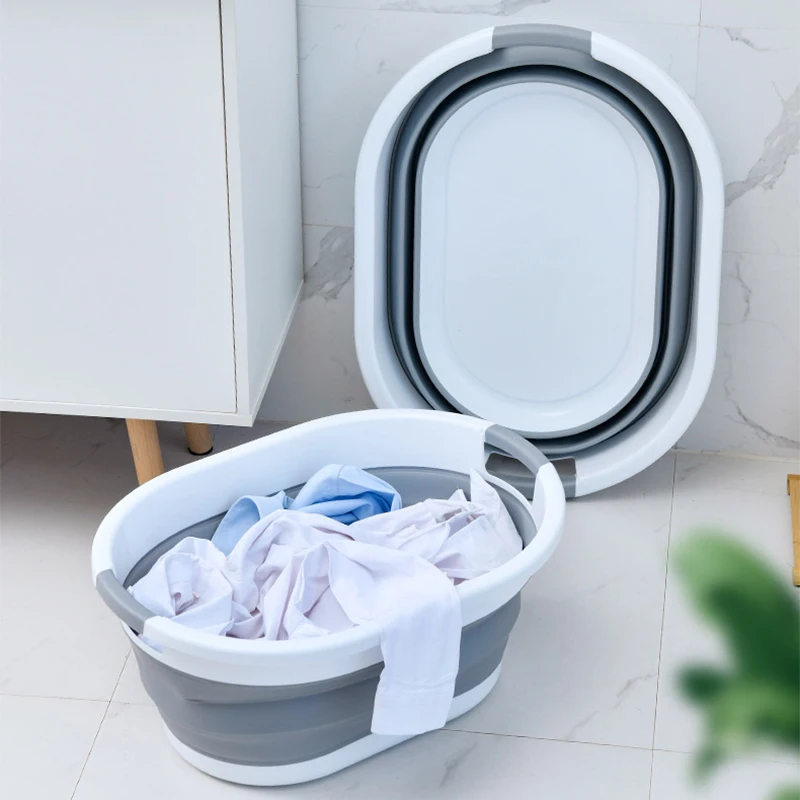 Big Folding Bucket Portable Retractable Plastic Household Thickened Travel Outdoor Car Wash Fishing Collapsible Bucket Storage Folding Storage Bucket