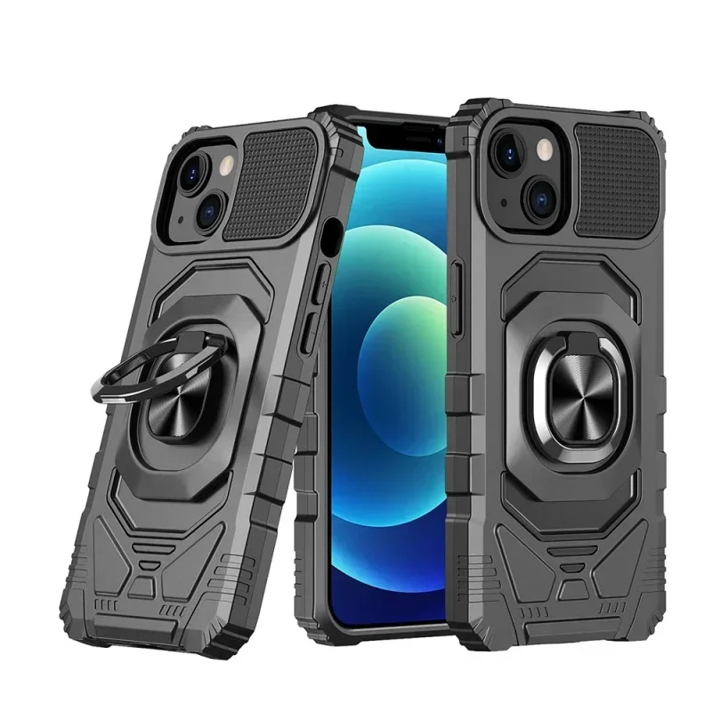 Armor Heavy Duty Case with Magnetic Rotating Ring Holder and Full Coverage Design