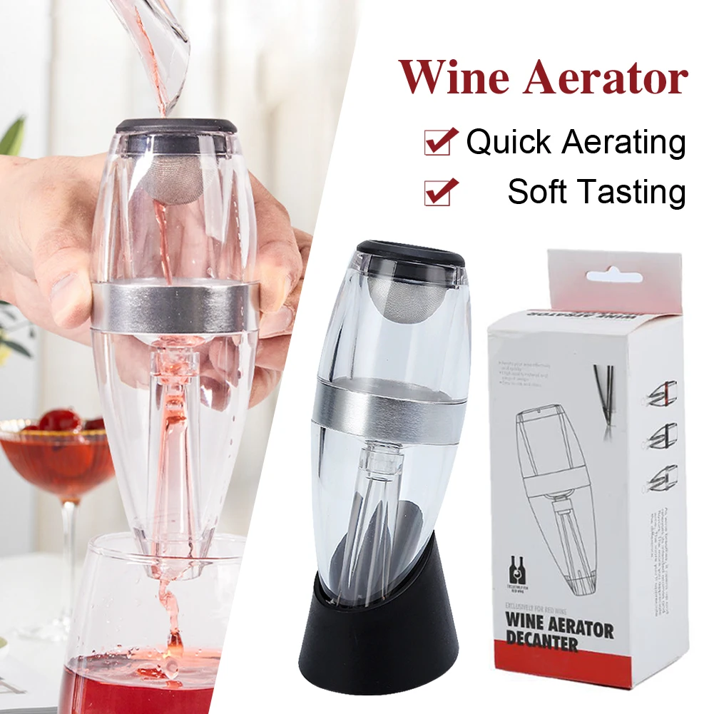 

Wine Aerator Pourer Spout with Stand Quick Aerating Wine Decanter Spout with Built-in Strainer Wine Pourer Christmas Gifts
