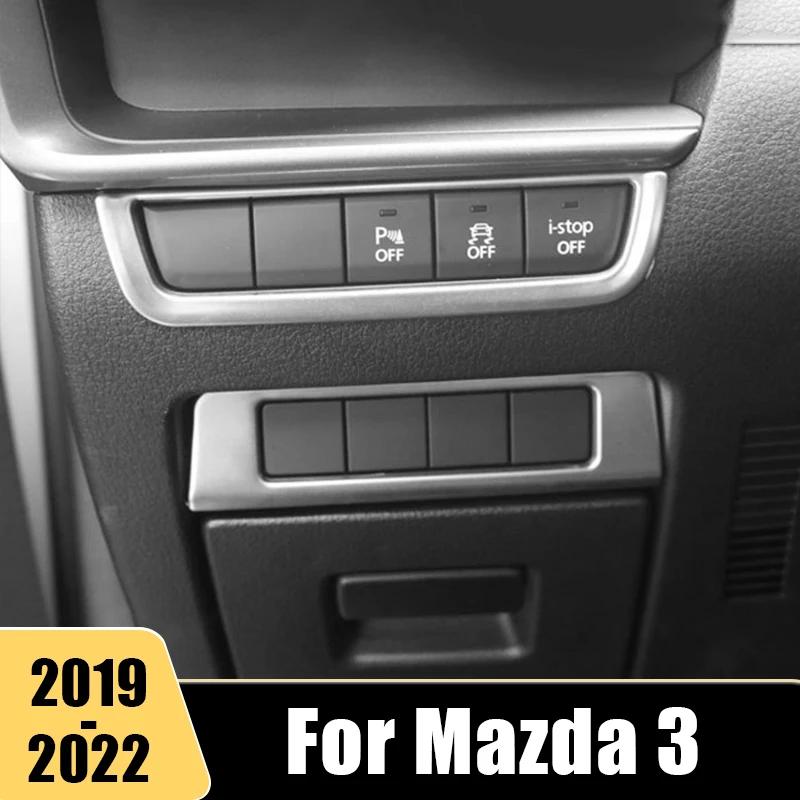 

For Mazda 3 Axela 2019 2020 2021 2022 BP Stainless Car Interior Headlight Lamp Switch Button Decoration Cover Trim Accessories