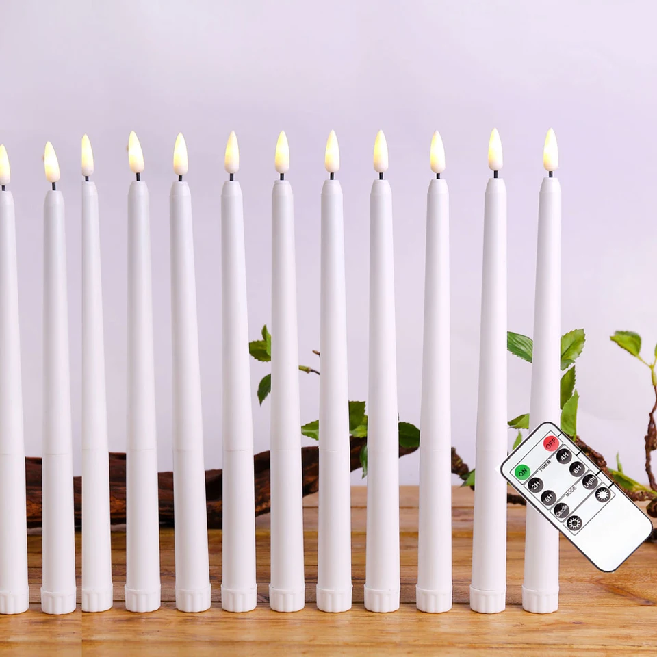 Tre Candele Led Senza Fiamma Vera Cera Con Telecomando Effetto Candela Accesa