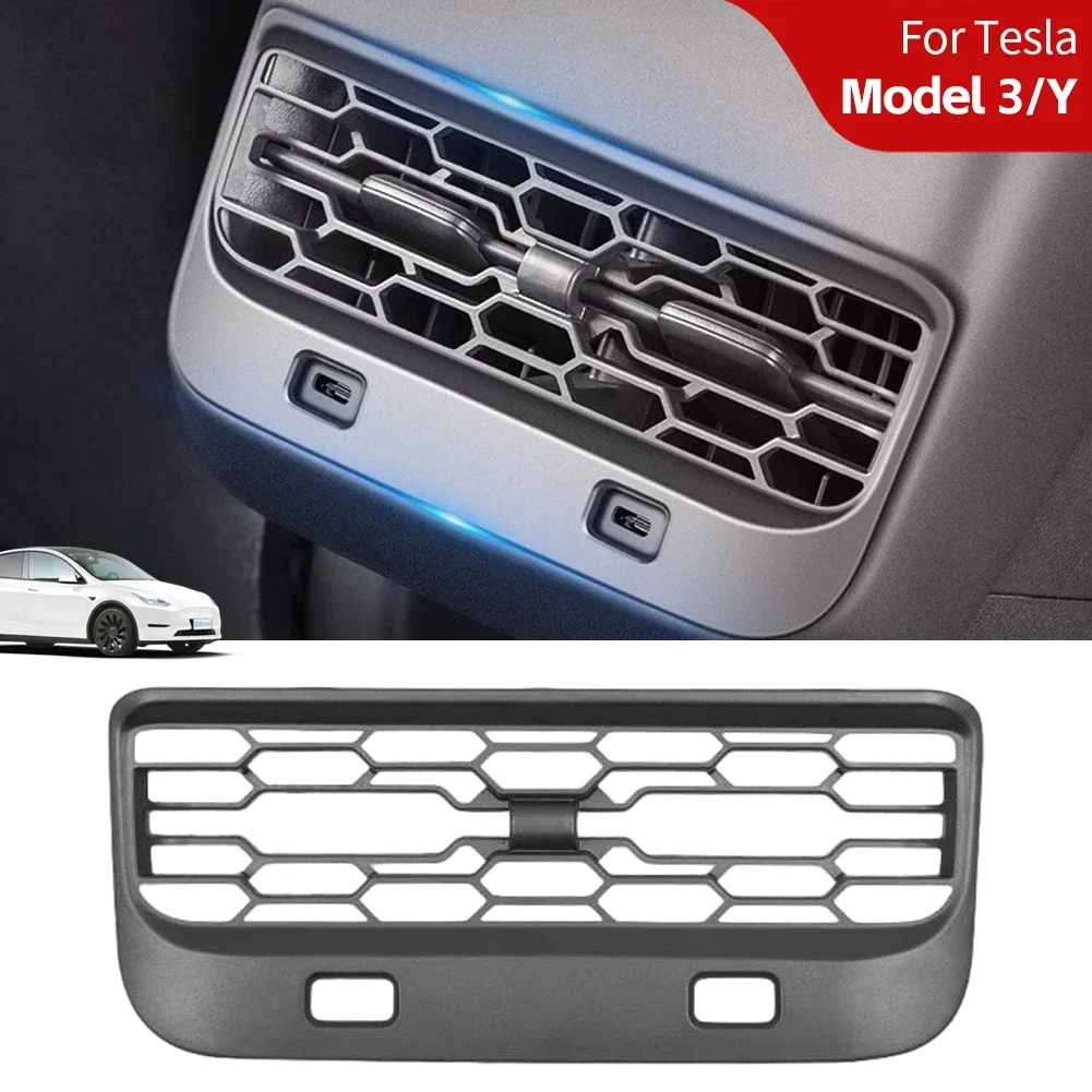 

Rear Air Vent Cover For Tesla Model 3 Y Accessories Center Console Armrest Box Back Conditioner Outlet Filter Grille Protector