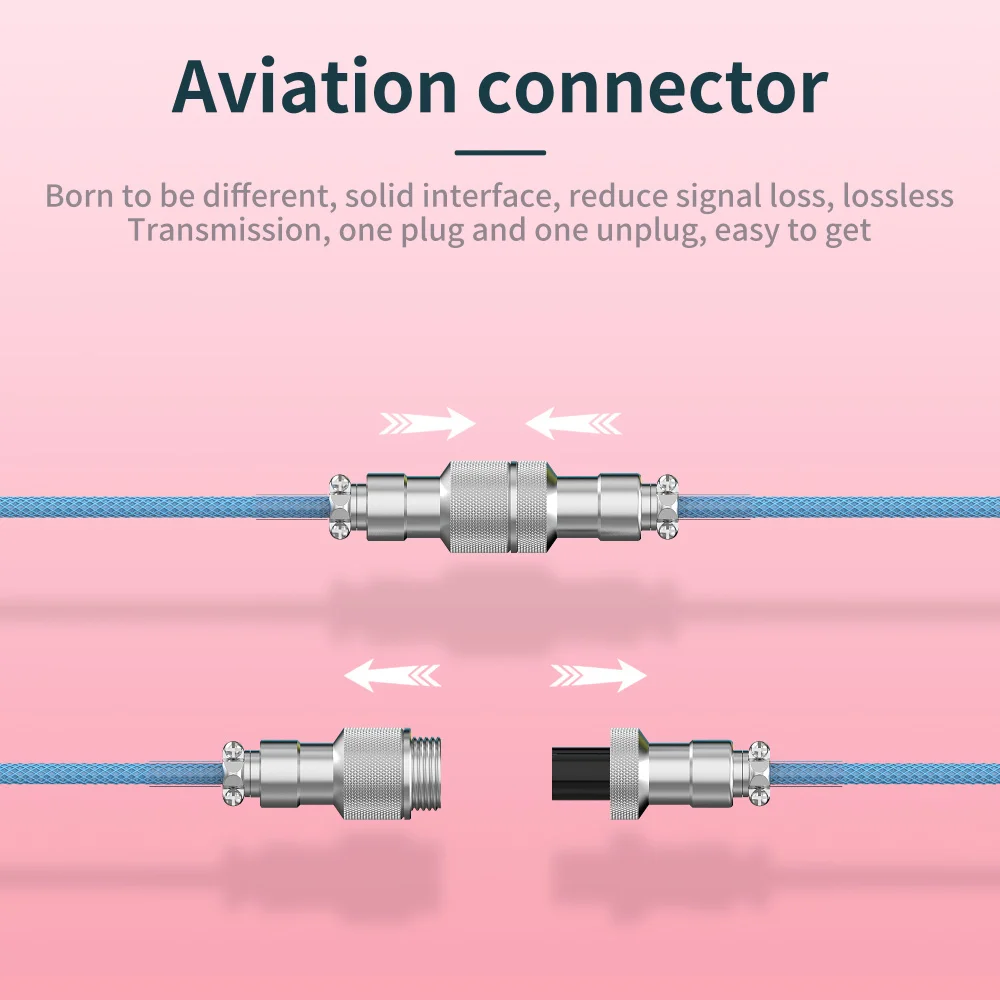 cabo mecânico do aviador do teclado do cabo enrolado ao cabo da aviação do teclado do conector de usb para acessório do teclado do jogo