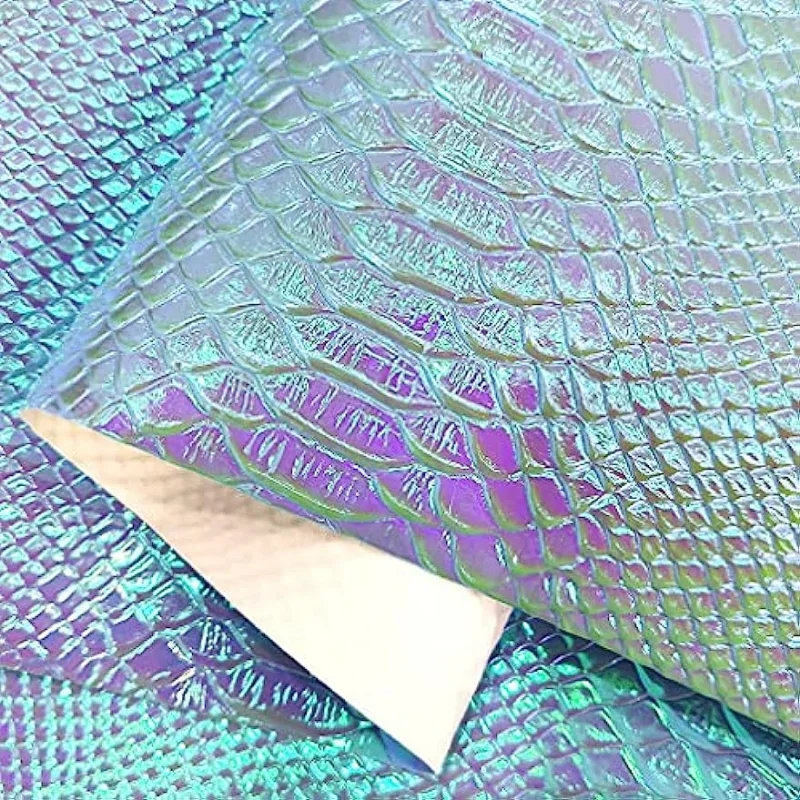 

1 yard Holographic Crocodile Skin Vinyl, Iridescent Alligator Faux Leather, Embossed Craft Fabric for DIY Sewing Project