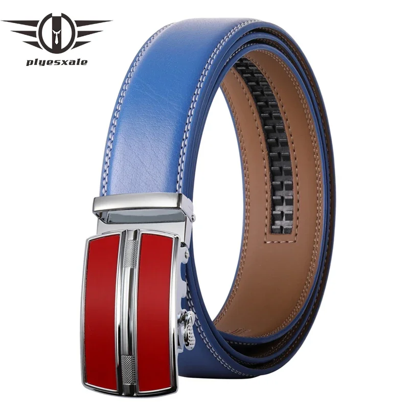 

Мужской ремень из натуральной кожи, коричневый, серый, белый, черный, синий, с автоматической пряжкой, B521