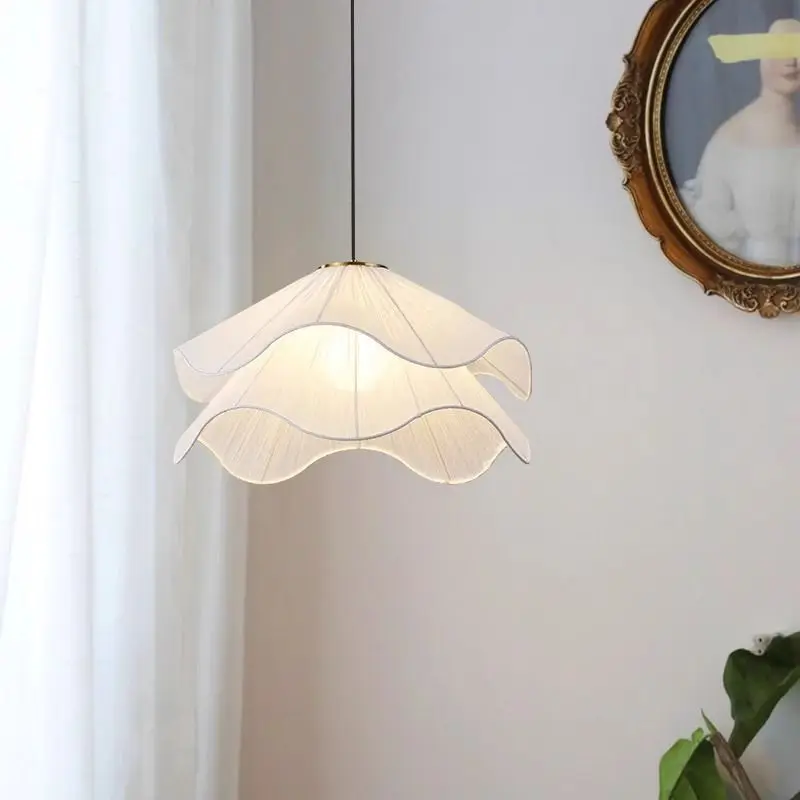 Cream Restaurant Chandelier Design Creative Unique French Vintage Living Room Bedroom Minimalist Fabric Petal Niche New Arrival