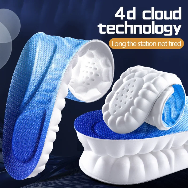 Shoe Insoles 4D Cloud Technology Sports for Shoes PU Sole Soft Breathable Shock Absorption Cushion Running Orthopedic Care orthopedic insoles shoe insoles