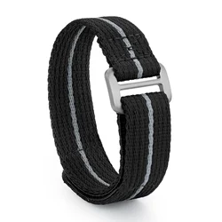 Premium Titanium Buckle Nylon Sports Watch Band - Military Grade Fabric Wristband Replacement Strap - 20mm (Black)