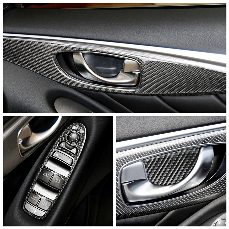 

Наклейки из углеродного волокна, автомобильная дверная ручка, Φ отделка, полоса для Infiniti Q50 Q60, внутренние аксессуары